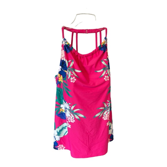 Swim by Cacique 2 Piece Bathing Suit Sz 24 TOP Sz 26 SKIRT Hot Pink Summer Flor… - Picture 2 of 15